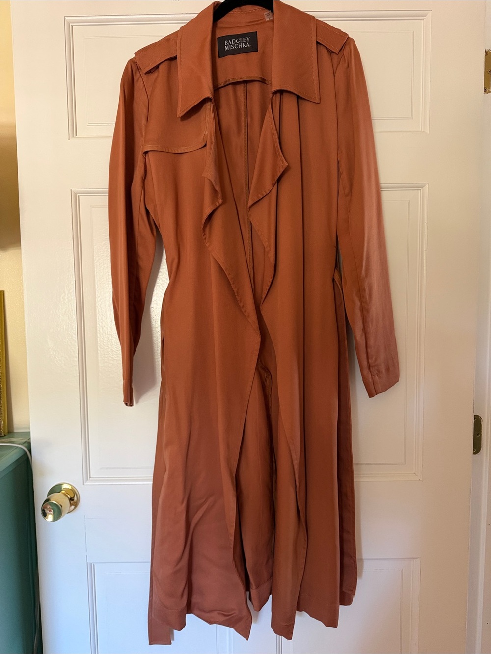 Badgley Mischka Burnt Orange Long Sleeve Trench